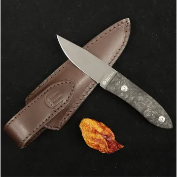 Pracovní nůž Maserin Small Damascus Fixed Blade Black Carbon Knife