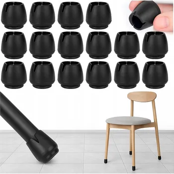 Podložka pod nábytek SILIKONOVÉ OCHRANNÉ NÁVLEKY S PLSTÍ NA NOHY KŘESLA 17-21 mm ČERNÉ 16 Ks