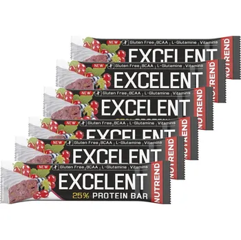 Proteinová tyčinka Nutrend EXCELENT protein bar, 6 x 85 g, černý rybíz s brusinkami
