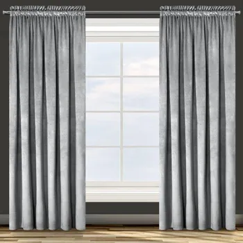 Stříbrný sametový závěs ROSA 140x270 cm