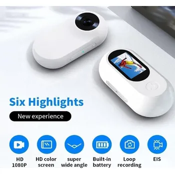 IP kamera Sportovní, osobní, zvířecí kamera Wi-Fi, s LCD displejem Barva: Bílá