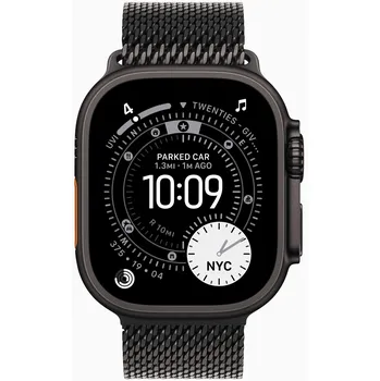 Apple Watch Ultra 3 49 mm, černý titan s černým titanovým milánským tahem S