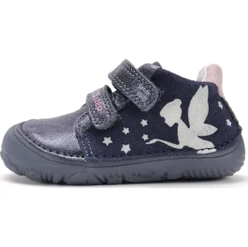 Dívčí polobotky D.D.step Celoroční boty obuv D.D. step kožené BAREFOOT S073-52165 tmavomodré metalic s vílou velikost: 30