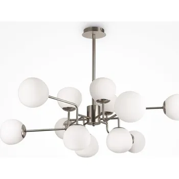 MAYTONI Lustr Erich 12xE14 480W bílá/nikl kov sklo matné stínidlo nastavitelná výška - MAYTONI M MOD221-PL-12-N