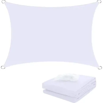 Slunečník Voděodolná stínící plachta markýza 300x500 cm Polyesterová plachta pro zahradu terasu balkon bazén pláž stan slunečník venkovní kempování bílá