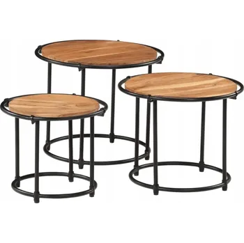 Konferenční stolek Akátové Konferenční Stolky 3ks Masivní Dřevo 55x46cm 50x41cm 42x35cm