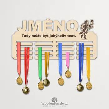 věšák na medaile WoodenPuzzle.cz Věšák na medaile - famfrpál - muž Velikost: 30 cm