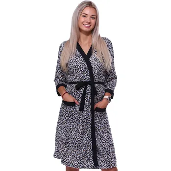 Dámský župan Šedý hnědý i černý lehký župan do porodnice na kojení zvířecí vzor 1G0568 šedá xxl