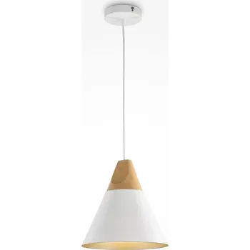 MAYTONI Závěsné svítidlo Bicones E27 60W bílá kov/dřevo - MAYTONI M P359-PL-01-W