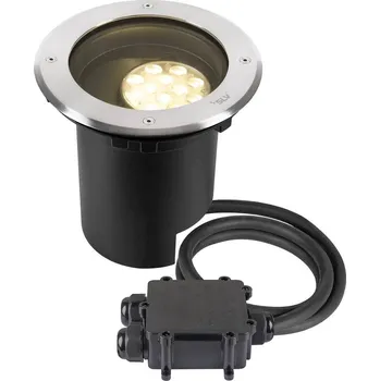 Venkovní osvětlení SLV - BIG WHITE DASAR® L svítidlo do země, asymetrické, 3000K, 70°/40°, IP65/IP67, kulaté, nerezová ocel / černá - BIG WHITE (SLV) LA 1009168