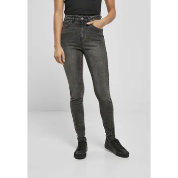 Dámské kalhoty Dámské Skinny Jeans s vysokým pasem - černé Urban Classics černá | šedá 1755319
