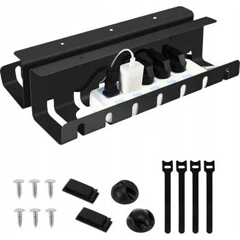 MASKOVACÍ ORGANIZÉR NA KABELY DRŽÁK POLICE NASTAVITELNÝ POD STŮL DESKU 43CM