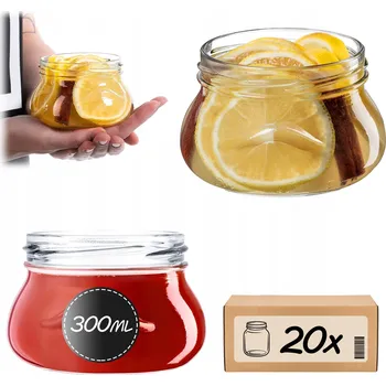 Sklenice 50x SKLENĚNÁ ZAVAŘOVACÍ SKLENICE 300ml NA ZAVAŘENINY MED DŽEM