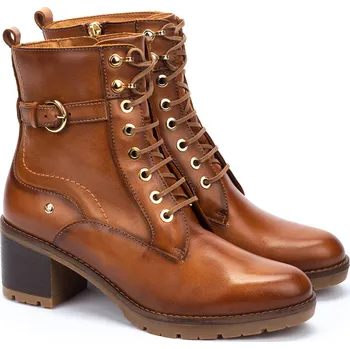 Dámská zimní obuv PIKOLINOS dámské kotníkové boty kožené hnědé s vázáním | W7H-8510 BRANDY Velikost: 38