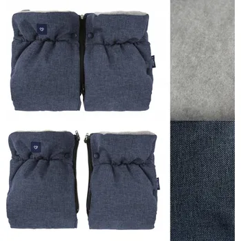 Kočárek ZAFFIRO dvoudílné rukávníky 2v1 na kočárek šedá VLNA premium - MELANGE NAVY