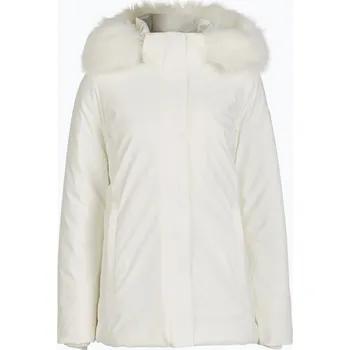 Dámská zateplená bunda se zipem, kapucí s umělým kožíškem CMP 35K3626F chalk white/blue ink