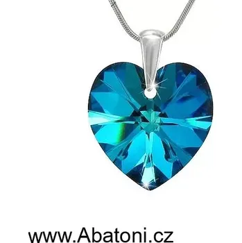 Náhrdelník Swarovski Elements Heart krystal 18mm - Stříbrný náhrdelník (přívěsek + řetízek) modré srdce, srdíčko 34003.5 Bermuda Blue (modrá, mořská, duhová, měňavá)