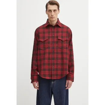 Dámská košile Vlněná košile VETEMENTS Plaid Embroidered, L, červená, 33X