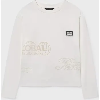 Chlapecké oblečení Bavlněné tričko s dlouhým rukávem Mayoral 7014.7F.Junior.9BYA béžová 01X, vel. 160