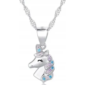Náhrdelník STŘÍBRNÝ NÁHRDELNÍK JEDNOROŽEC S RÓDIOVOU ÚPRAVOU + GRAVÍROVÁNÍ