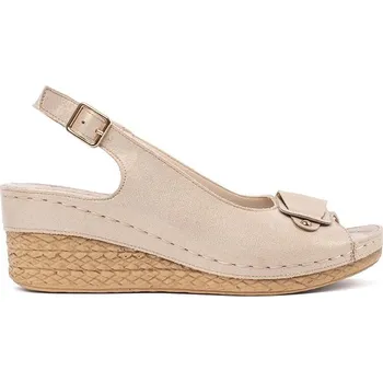 Dámské sandále Goodin Praktické dámské sandály béžové na klínku 40