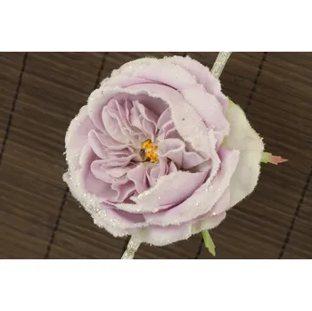 umělá květina Květina umělá. Květ růže na klipu, barva staro-růžová glitrovaná