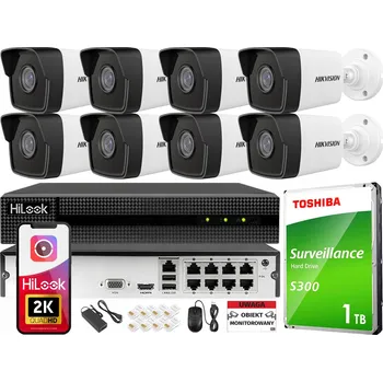 Bezpečnostní kamera Monitorovací sada 8x IP PoE kamera VENKOVNÍ Hikvision Bez kabelu, Disk 2TB