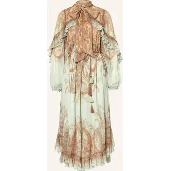 Dámské šaty Zimmermann Dámské Šaty S Vázačkou A Volánky, mátová / hnědá /...