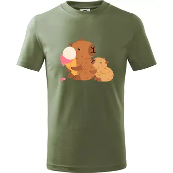 Chlapecké tričko Kapybara se zmrzlinou - Tričko dětské bavlněné - 104-110cm / 3-4 roky ( Khaki )