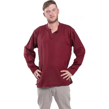 Pánská košile Košile Nepál / ETNO KURTA vínová BOHO 3XL