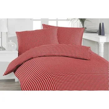 Povlečení Florella Florella Krepové povlečení Vichy Rot červené 140 x 200, 70 x 90 cm zipový uzávěr