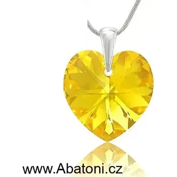 Náhrdelník Swarovski Elements Heart krystal 14mm - Stříbrný náhrdelník (přívěsek + řetízek) žluto zlaté srdce, srdíčko 72071.5 Light Topaz (žlutá zářivá, zlatá, jantarová velmi světlá)
