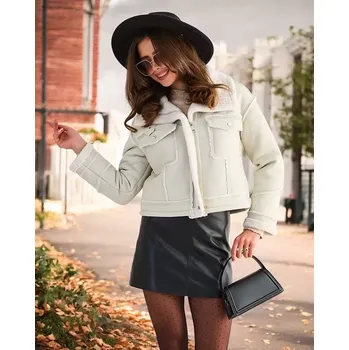 Resti Women's eco-leather jacket with fur in black color Resti černá | bílá | krémová 3407683