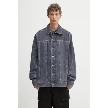 Pánská košile Džínová košile Rick Owens DRKSHDW Lido Worker pánská, šedá barva, regular, s klasickým límcem, DU02E7752.DGY, XL, 09X