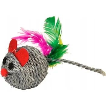 Hračka pro kočku Pro kočky myš Happet pro kočky myš Happet vyrobená ze sisalu a peří 6,5 cm
