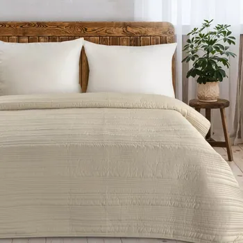 Přehoz na lůžko Elegantní přehoz TARA z matné látky s prošívaným vzorem - béžový Šířka: 220 cm | Délka: 240 cm