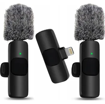 Mikrofon Bezdrátový klopový mikrofon 2v1 pro telefon Lightning vlog TikTok