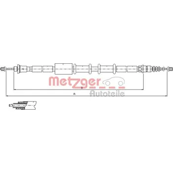 Lanko parkovací brzdy Tažné lanko, parkovací brzda METZGER 1651.22