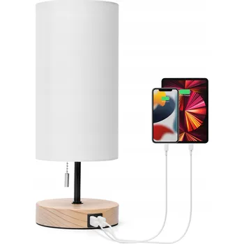 Lampička Stolní lampa Aigostar bílá E27 40 W se 2 USB porty