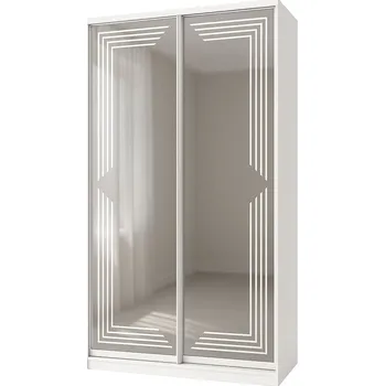 Šatní skříň Skříň Rim-Veneziano 2D 1.0 m s uměleckým matováním na zrcadle 0580 LR, bílá