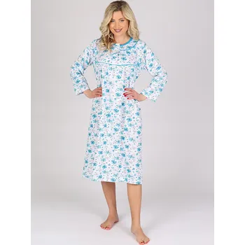 Dámské pyžamo EVONA a.s. Dámská noční košile P KASANDRA modrá kytka - P KASANDRA MODRÁ KYTKA L
