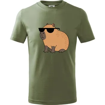 Hustá kapybara - Tričko dětské bavlněné - 98 cm / 2 roky ( Khaki )