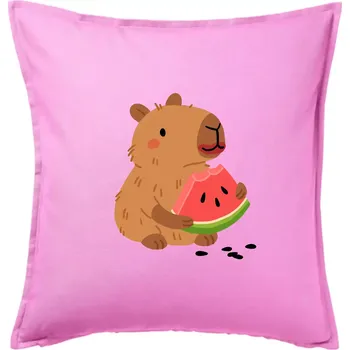 Polštář Kapybara s melounem - Polštář 50x50 - 50x50 - Pouze potah ( Růžová )
