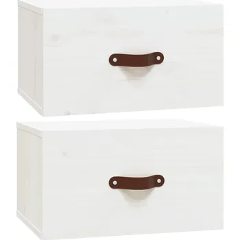 Noční stolek Závěsné noční stolky masivní borové dřevo bílé 40x29,5x22 cm