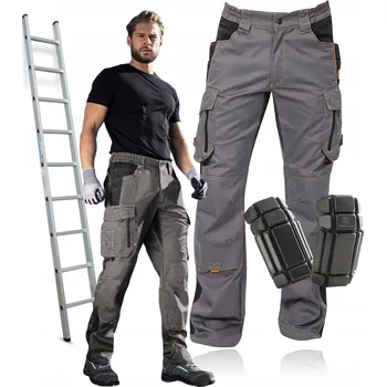 montérky Montérkové Kalhoty do Pasu Šedé ARDON VISION 58 s Kapsami na Kolenní Vložky