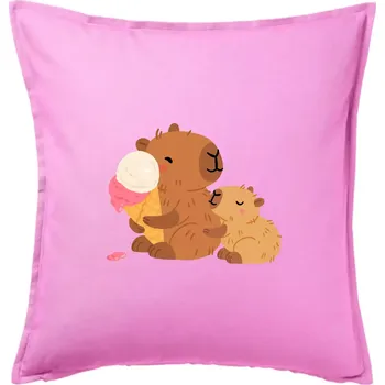 Polštář Kapybara se zmrzlinou - Polštář 50x50 - 50x50 - Pouze potah ( Růžová )