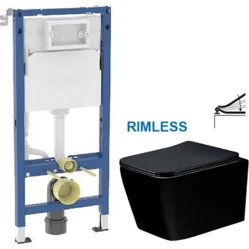 Klozet GEBERIT DuofixBasic bez tlačítka + WC MEXEN TEO ČERNÁ Rimless + SEDÁTKO 458.103.00.2 X ME02