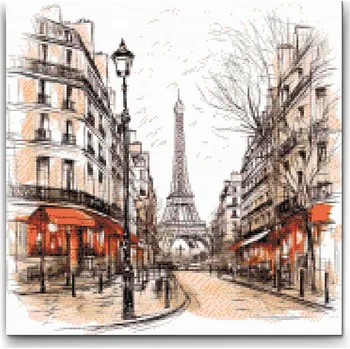 Diamantové malování Diamantové malování - Kresba Paříže - Francie Velikost: 50x50cm, Rámování: Pouze srolované plátno, Diamanty: Kulaté
