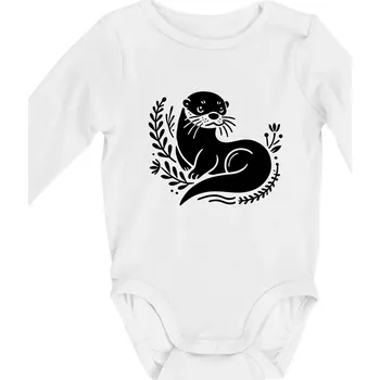 Kojenecký body Vydra černobílá - Body kojenecké s dlouhým rukávem - Dlouhý r. do 3 měs ( Bílá )