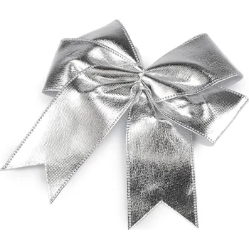 Vánoční dekorace Vánoční mašle metalická, barva 4 (13x12 cm) stříbrná